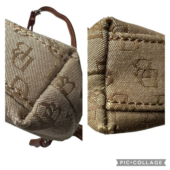 Dooney & Bourke Shoulder Bag Purse Beige / Brown Adjustable Strap Red Liner - Picture 10 of 11